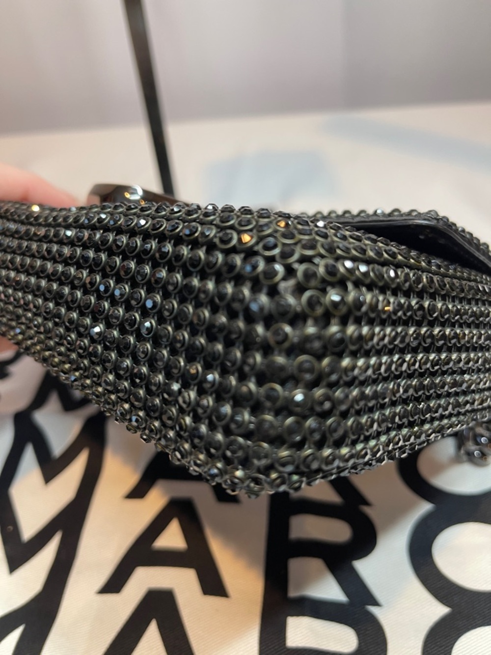 Marc Jacobs The Rhinestone J Marc Mini Shoulder Bag Black - Picture 9 of 13